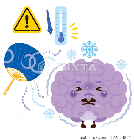 因寒冷而生病的大腦角色。 122023865