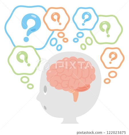 A profile illustration of a thinking brain and a simple person 122023875