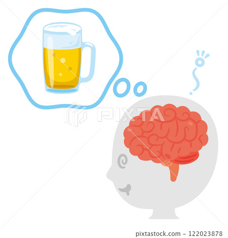 酒精依賴的大腦和簡單的人物輪廓圖 酒精依賴的大腦和簡單的人物輪廓圖 122023878