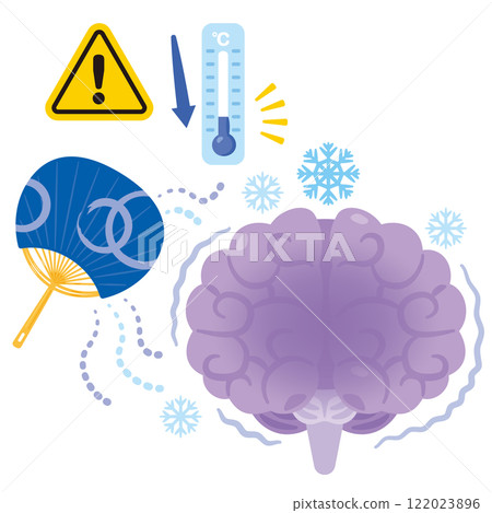 大腦因寒冷而變得不適的插圖 大腦因寒冷而變得不適的插圖 122023896