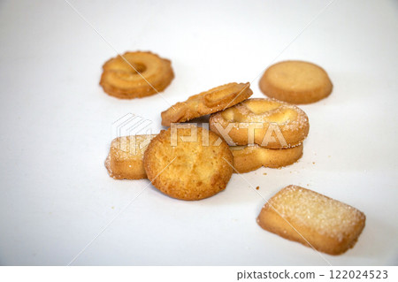pile of cookies on white background pile of cookies on white background 122024523