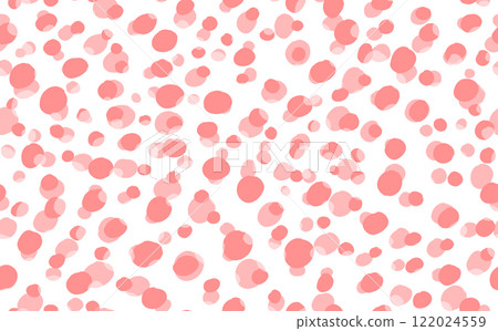 Abstract hand drown polka dots background. White dotted seamless pattern with pink circles. Template design for invitation, poster, card, flyer, textile, fabric 122024559