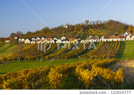Traditional wine cellars street (kellergasse) in Galgenberg, Lower Austria, Austria 122024777