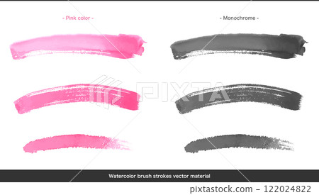 Watercolor brush stroke material set: pink and monochrome Watercolor brush stroke material set: pink and monochrome 122024822