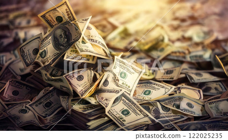 Scattered US Dollar Bills - A symbol of abundance and prosperity AI-generated 122025235