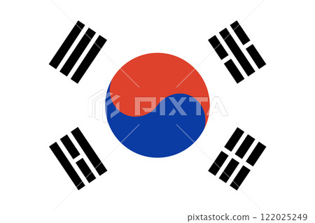 South Korea official flag with standard size and proportion. National flag emblem South Korea official flag with standard size and proportion. National flag emblem 122025249