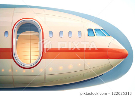 Big passenger colored plane on white for travel  122025313