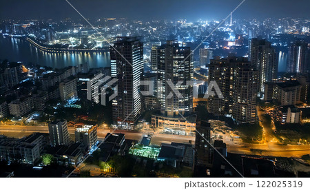 Night City - AI-generated cityscape with shining skyscrapers 122025319