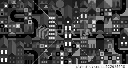 Cool Trendy Dark Abstract Seamless Vector Bauhaus Geometric City Pattern Design Background Template Cool Trendy Dark Abstract Seamless Vector Bauhaus Geometric City Pattern Design Background Template 122025328