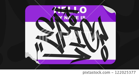 Graffiti Style Sticker Hello My Name Is With Some Street Art Lettering Vector Illustration 122025377
