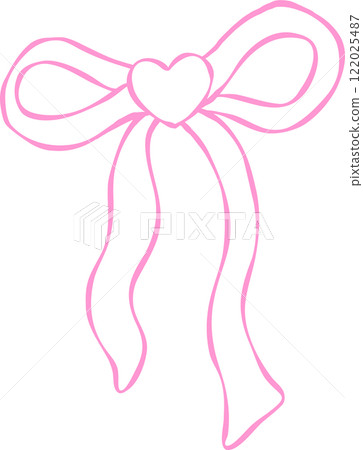 Retro Wavy Ribbon Bow Outline Retro Wavy Ribbon Bow Outline 122025487