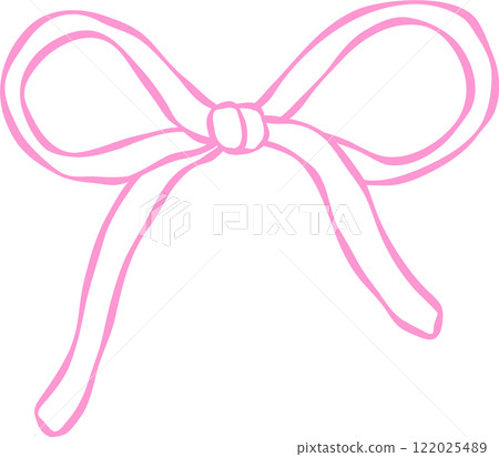 Playful Wavy Ribbon Bow Outline Hand Drawn Playful Wavy Ribbon Bow Outline Hand Drawn 122025489