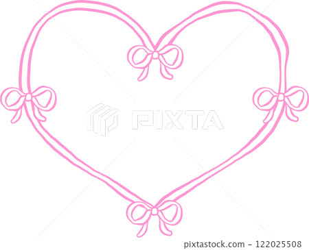 Retro Wavy Heart Frame with Bow Outline Retro Wavy Heart Frame with Bow Outline 122025508