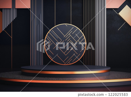 3D黑色几何舞台讲台背景 122025583