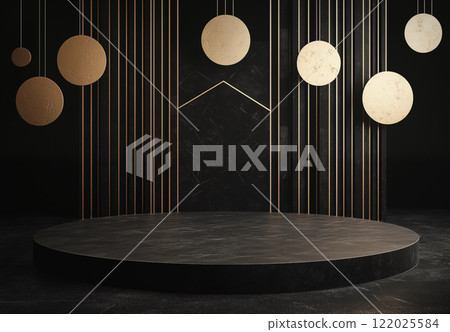 3D黑色几何舞台讲台背景 122025584