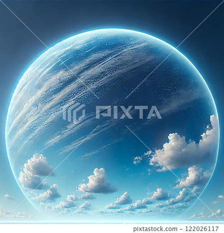 Fantastic blue sky and globe-like art Fantastic blue sky and globe-like art 122026117