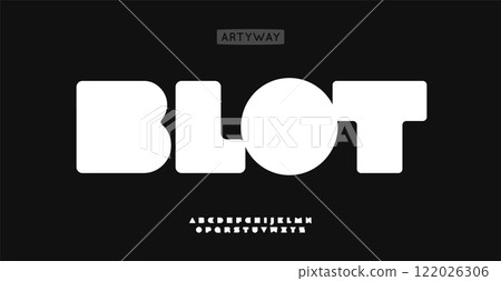 Smooth thick alphabet, modern fat letters, blocky font with clean rounded shapes, trendy maximalist typeface, headline typography, creative design identity, logo and monogram. Vector typeset. 122026306