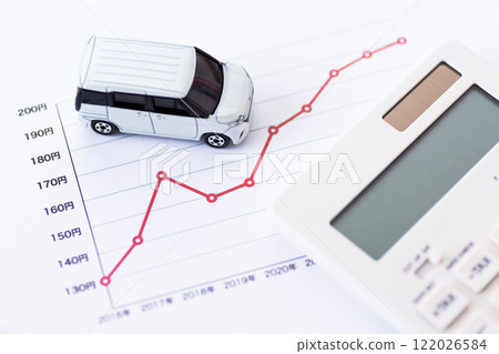 汽油價格趨勢圖和汽車 122026584