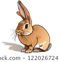 Colorful Illustration of Brown Cute Bunny 122026724