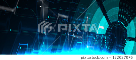 Network technology background blue screen 122027076