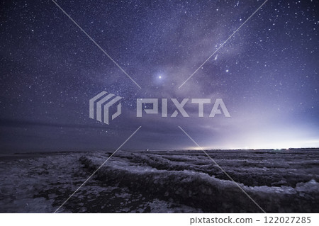 Jewelry ice washed up on the winter coast of Hokkaido Jewelry ice washed up on the winter coast of Hokkaido 122027285