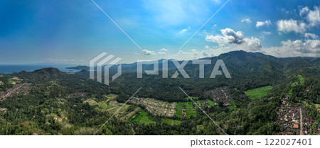 Rice Terrace, Ubud, Bali, Indonesia. Top view 122027401