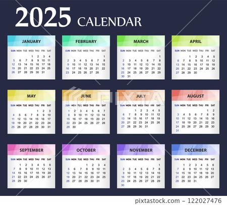 A simple pocket calendar for 2025. Vector business calendar. A simple pocket calendar for 2025. Vector business calendar. 122027476