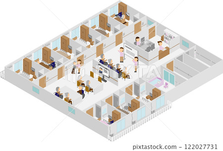 Isometric nursing home illustration 122027731
