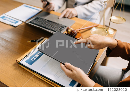 Lawyer or judge consult having team meeting at law office. Law and Legal services concept. 122028020