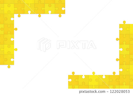 Yellow and orange puzzle bracket shaped frame 122028053