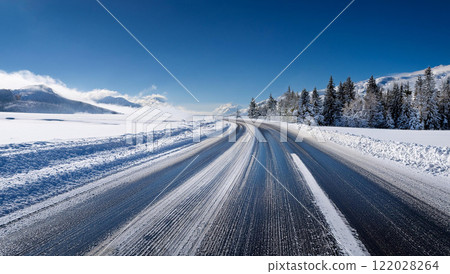 Image of frozen road 122028264