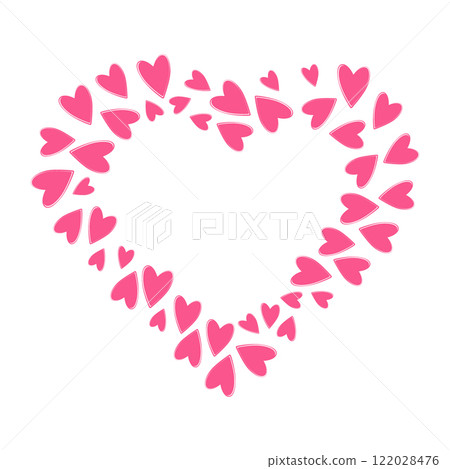 Heart shaped hearts abstract frame border in trendy pink. St Valentines greeting Copy space Template Heart shaped hearts abstract frame border in trendy pink. St Valentines greeting Copy space Template 122028476