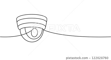 CCTV video camera one line continuous drawing. Security surveillance system. Vector illustration 122028760