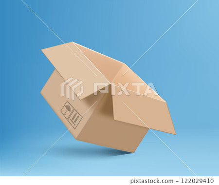 Mockup open empty cardboard box. Mockup open empty cardboard box. 122029410