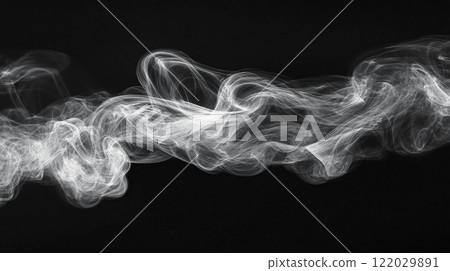 Floating smoke stream on a black background 122029891