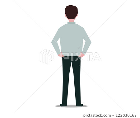 A man standing from behind with his hands on his hips. Vector illustration A man standing from behind with his hands on his hips. Vector illustration 122030162