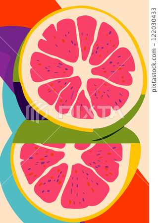 Colorful Sliced Citrus Fruits Illustration Colorful Sliced Citrus Fruits Illustration 122030433
