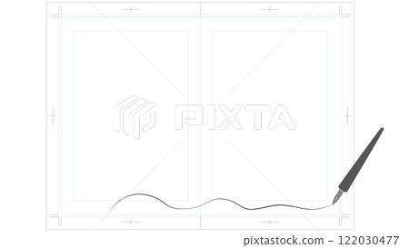 Background illustration of manuscript paper and dip pen 122030477