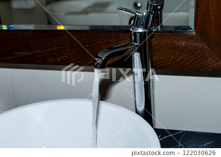 Modern square sink in the bathroom 122030626