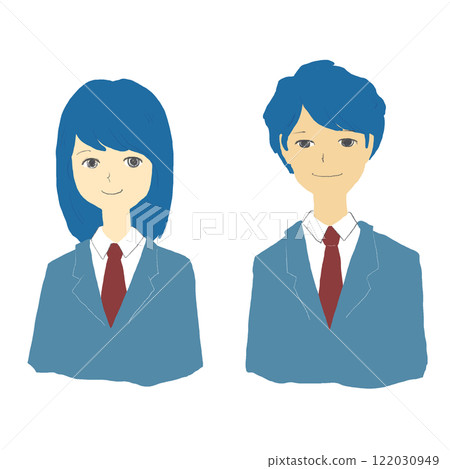 穿著校服的男女學生插圖集 122030949