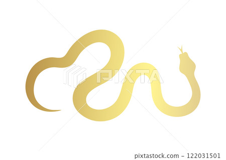 Golden crawling snake silhouette isolated on white background. Lunar New Year symbol. Vector illustration 122031501