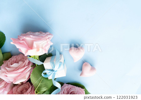 Blooming pink rose flowers 122031923