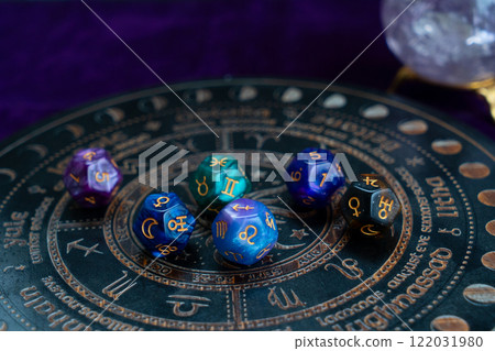 Zodiac horoscope with divination dice Zodiac horoscope with divination dice 122031980