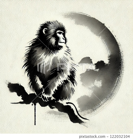 猴子墨水畫插圖 猴子墨水畫插圖 122032104
