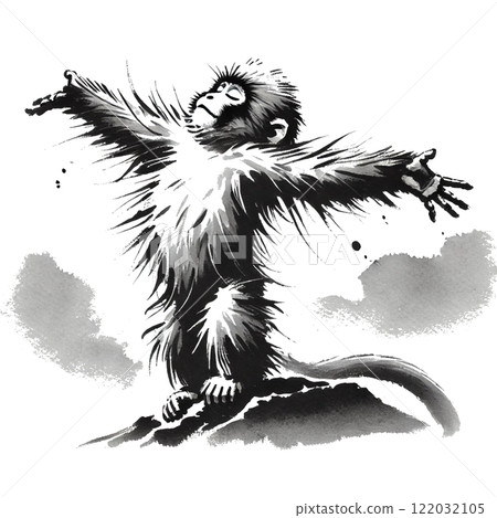猴子墨水畫插圖 猴子墨水畫插圖 122032105