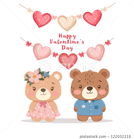 Cute bears with heart garland for Valentine's Day 122032218