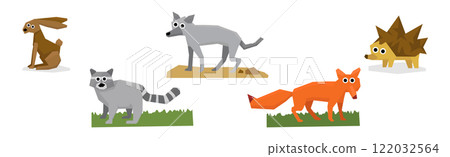 Forest and Woodland Animal and Wild Fauna Vector Set 122032564