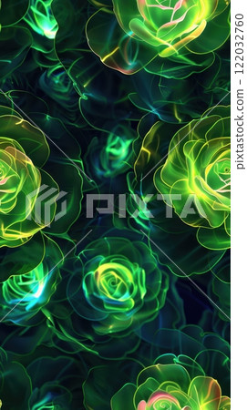 Vibrant Abstract Green Floral Background Design 122032760