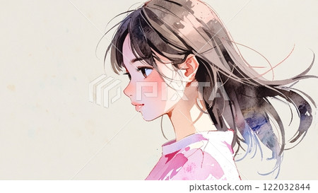 Profile of a girl with a serious look 122032844