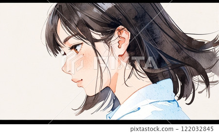 Profile of a girl with a serious look 122032845